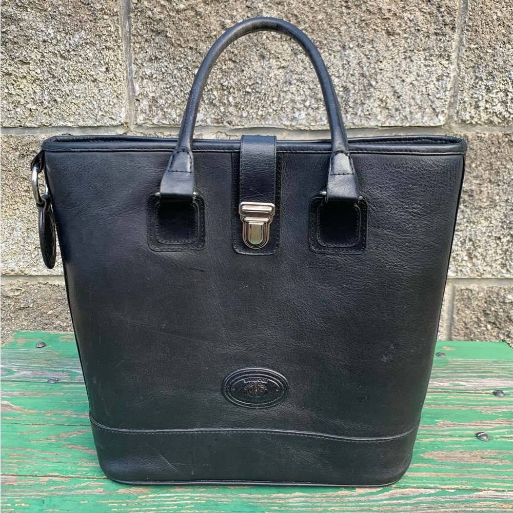 DKG Barefoot Bucket Bag Black Leather Purse Tote